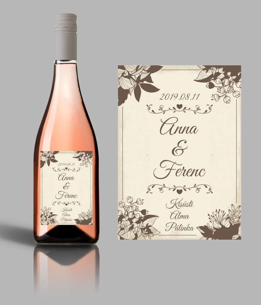 Bloom esküvői címke szöveggel