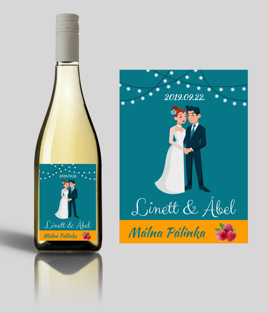 Kék esküvői címke