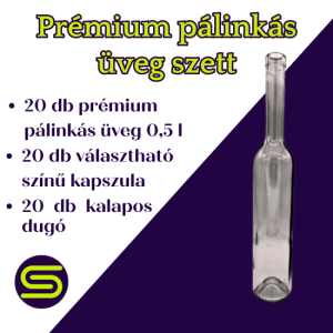 20 db-os Prémium pálinkás üveg szett 0,5 liter