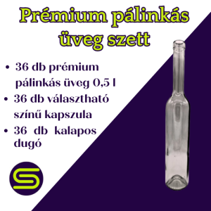36 db-os Prémium pálinkás üveg szett 0,5 liter