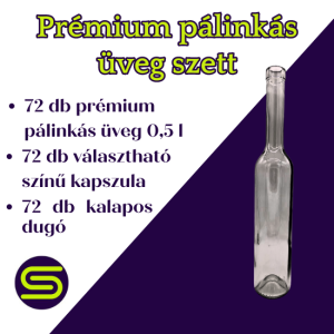 72 db-os Prémium pálinkás üveg szett 0,5 liter