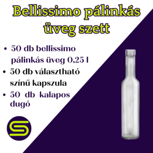 50 db-os Bellissimo pálinkás üveg szett 0,25 liter