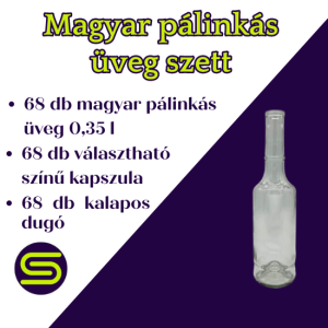 68 db-os Magyar pálinkás üveg szett 0,35 liter