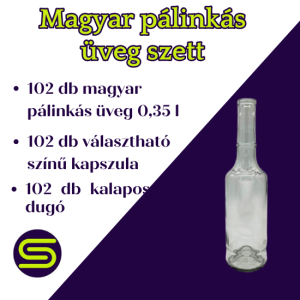 102 db-os Magyar pálinkás üveg szett 0,35 liter