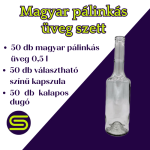 50 db-os Magyar pálinkás üveg szett 0,5 liter