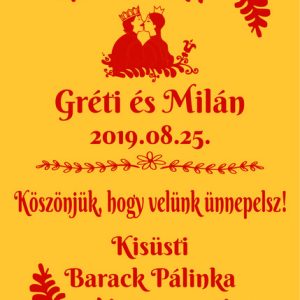 Népies pálinkás címke szöveggel