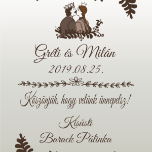 Ezüst esküvői címke szöveggel