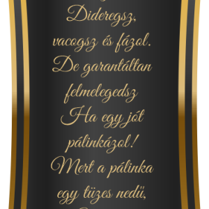 Noir alma pálinkás hát címke szöveggel