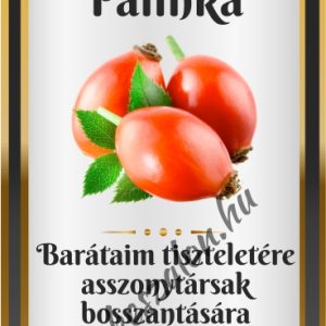Omnia csipkebogyó pálinkás címke - előlap