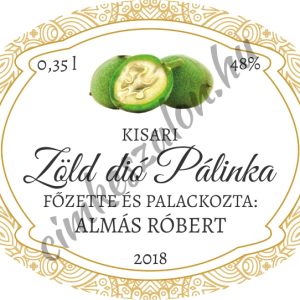 Orient zöld dió pálinka címke - előlap