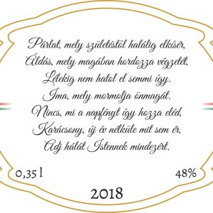 Orient pálinkás hát címke, szöveggel