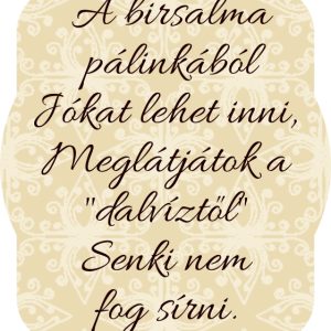 Serenity pálinkás hát címke szöveggel