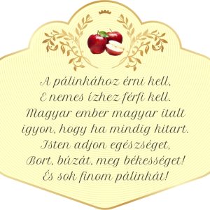 Oasis alma pálinkás hát címke szöveggel és képpel