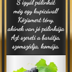 Elixir pálinkás hát címke szöveggel